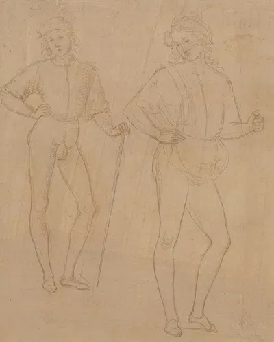 Two Studies of a Standing Youth in Quattrocento Clothing by Follower of Pietro Perugino — digital art print download