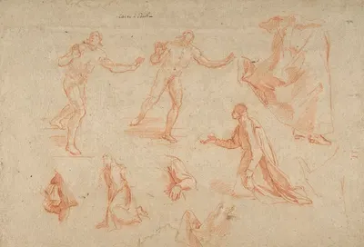 Figure and Drapery studies by Andrea Sacchi, 1641 — digital art print download