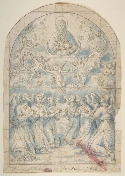 Madonna and Child in Glory Adored by Angels by Bernardino Rodriguez, 1600–1650 — digital art print download