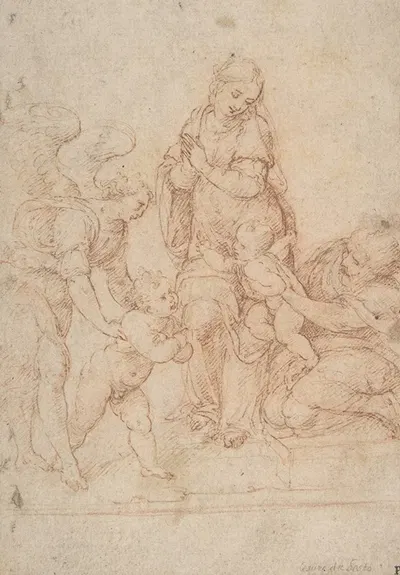 The Holy Family with the Infant St. John the Baptist and an Angel by Cesare da Sesto, 1477–1523 — digital art print download