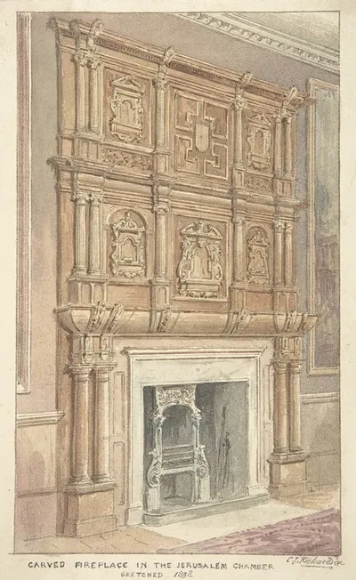 Oak Carving from Fireplace in the Jerusalem Chamber, Westminster by Charles James Richardson, 1838 — digital art print…