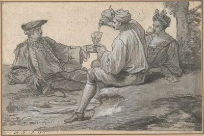 A Picnic Party by Claude Simpol, 1716 — digital art print download