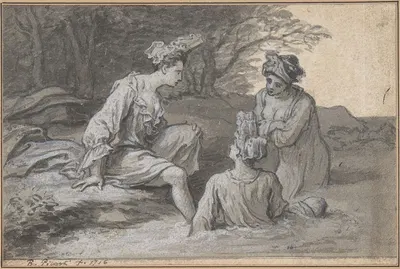 Ladies Bathing by Claude Simpol, 1717 — digital art print download