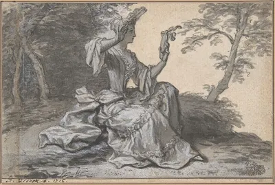 Lady with a Mirror by Claude Simpol, 1716 — digital art print download