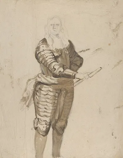Study of a Standing Commander Holding a Staff by Cornelis Schut — digital art print download