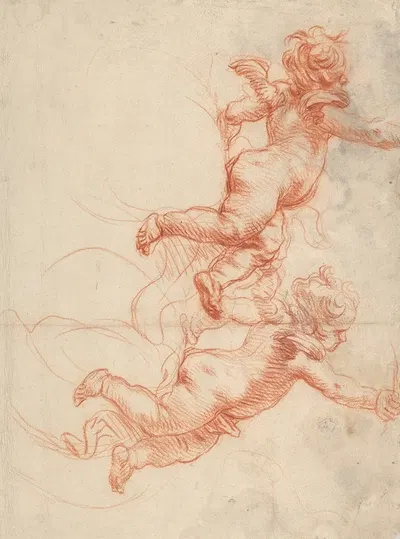 Two Studies of a Flying Putto by Cornelis Schut — digital art print download