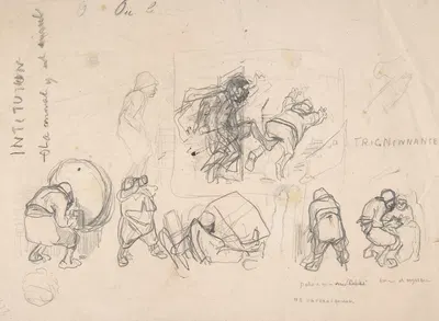 Sheet with various peasants by Félicien Rops — digital art print download