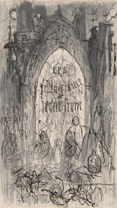 Study for frontispiece for 'Les Jeunes France' by Theophile Gautier by Félicien Rops — digital art print download