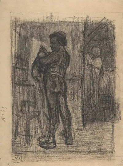 Standing man with beer mugs by Félicien Rops — digital art print download