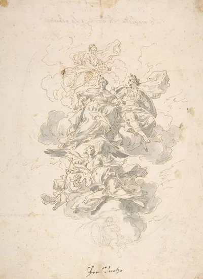 Group of Allegorical figures; Sketch for a Ceiling Decoration by Франческо Солимена, 1657–1747 — digital art print download