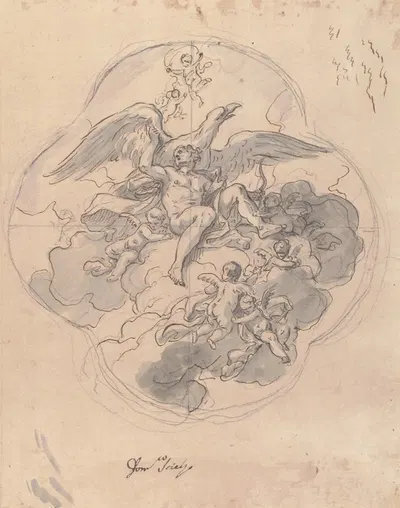 Jupiter with his Eagle by Франческо Солимена, 1657–1747 — digital art print download