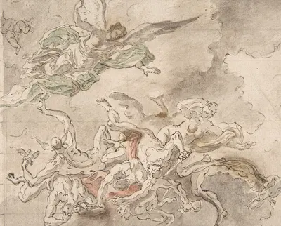 Study for the Fall of Simon Maqus, S. Paolo Maggiare, Naples, 1690 by Франческо Солимена, 1690 — digital art print download