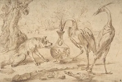 Fox With Two Herons by Франс Снайдерс — digital art print download