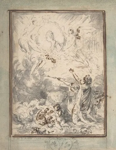 Allegory on the Marriage of the Dauphin and Marie-Antoinette in 1770 by Габриэль де Сент-Обен, 1770 — digital art print…