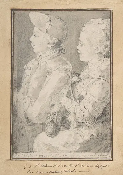 Germain-Augustin and Rose de Saint-Aubin, Drawn by Their Uncle by Габриэль де Сент-Обен, 1766 — digital art print download