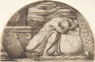 A Figure Weeping Over a Grave by George Richmond — digital art print download