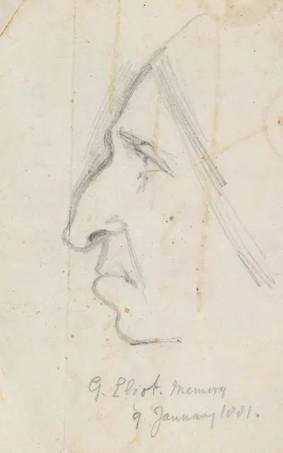 Portrait of George Eliot, seen in profile to the left by Джордж Ричмонд, 1881 — digital art print download