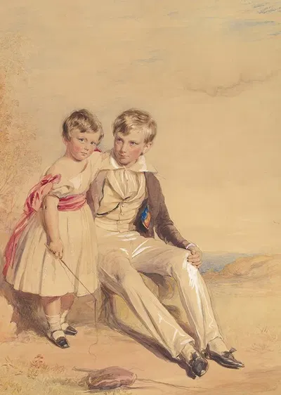 Portrait of Two Children by Джордж Ричмонд, 1837 — digital art print download