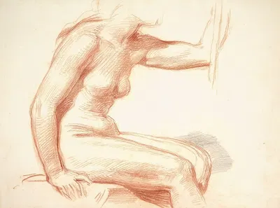Study of a Female Nude, Seated by Джордж Ричмонд — digital art print download