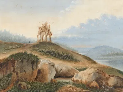Landscape with a Fantastic Castle by Жорж Санд, 1865 — digital art print download