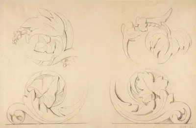 Architectural Motifs; Four Rinceaux by Жорж Сёра — digital art print download
