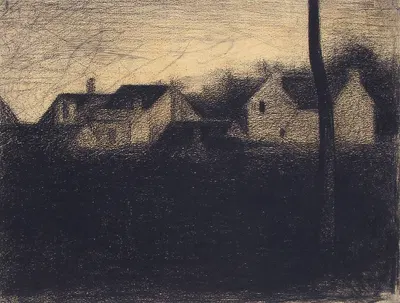 Landscape with Houses by Жорж Сёра — digital art print download