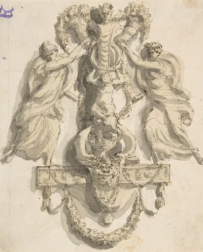 Design for a Door-Knocker With Two Nymphs by Giacomo Rossi — digital art print download