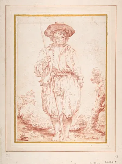 Standing Countryman Holding a Staff by Giovan Gioseffo dal Sole, 1654–1719 — digital art print download