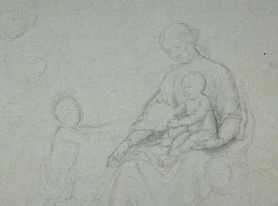 Seated Virgin and Child, and Kneeling Child by Джованни Баттиста Сальви да Сассоферрато — digital art print download
