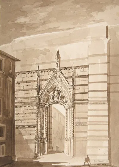 View of the Entrance to the Piazza del Duomo from the Piazza San Giovanni in Siena by Giovanni Battista Silvestri — digital…