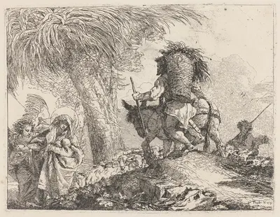 The Flight, Joseph at Right and Mary and Angel at Left by Джованни Доменико Тьеполо, 1750–1753 — digital art print download