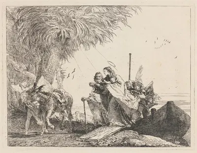The Holy Family Disembarking by Джованни Доменико Тьеполо, 1750–1753 — digital art print download