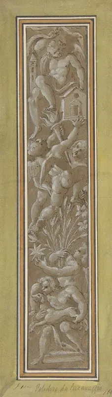 Two Pilaster with White Putti on Tan Ground by Giovanni Mauro della Rovere, 1575–1640 — digital art print download
