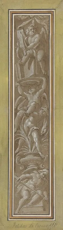 Two Pilaster with White Putti on Tan Ground by Giovanni Mauro della Rovere, 1575–1640 — digital art print download