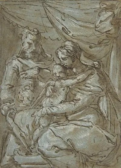 The Holy Family with the Infant Baptist by Джироламо Сициоланте да Сермонета — digital art print download