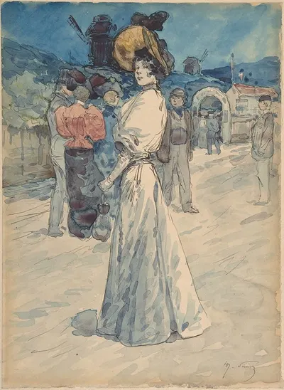 A Parisienne Outside the Moulin de la Galette by Анри Сомм, 1844–1907 — digital art print download