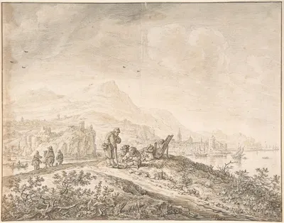 Fantasy Rhine Landscape by Херман Сафлевен, 1650 — digital art print download