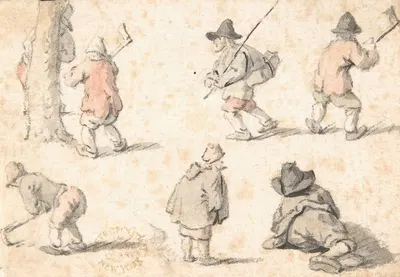 Studies of Peasants by Херман Сафлевен — digital art print download