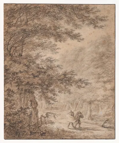 Travelers in a Forest by Херман Сафлевен, 1647 — digital art print download