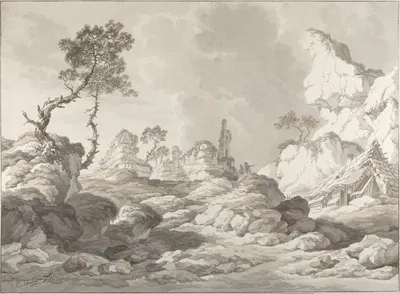 Landscape with a ruin near Mödling by Jakob Matthias Schmutzer, 1796 — digital art print download