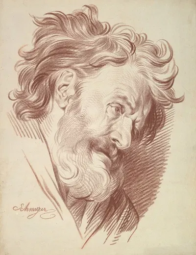 Profile of a Bearded Old Man Looking Right by Jakob Matthias Schmutzer, 1765–1810 — digital art print download