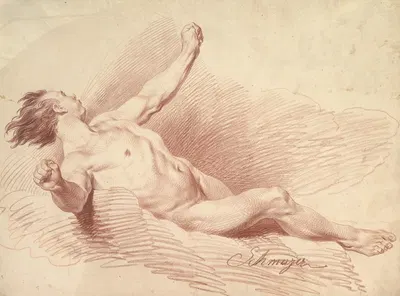Reclining Male Nude, as Wind God on Clouds by Jakob Matthias Schmutzer, 1765–1810 — digital art print download