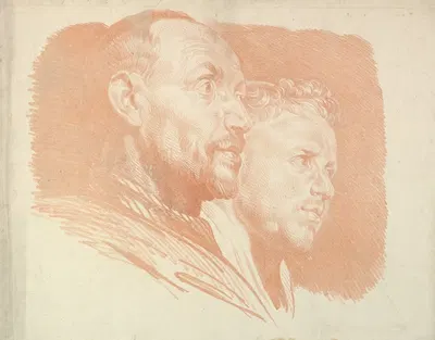 Two Male Heads in Profile to Right by Якоб Маттиас Шмутцер, 1765–1810 — digital art print download