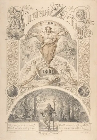 Cover design for the 'Illustrirte Zeitung' by Johann Caspar Nepomuk Scheuren, 1860 — digital art print download