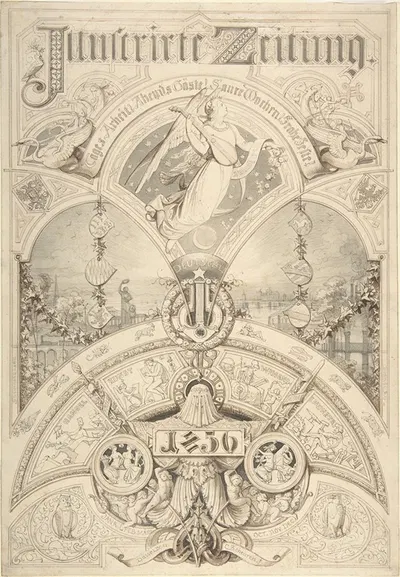Title Page for 'Illustrirte Zeitung 1856' by Johann Caspar Nepomuk Scheuren, 1856 — digital art print download