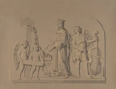 Saint Cecilia at the Organ, Flanked by Angels Making Music by Иоганн Готфрид Шадов — digital art print download