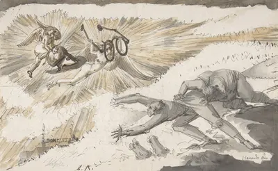 Carl Ehrenswärd as Apollo, flying to inspect Sergel and Abilgaard by Johann Tobias Sergel, 1797 — digital art print download