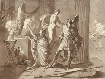 Venus preventing Aeneas from killing Helen by Johann Tobias Sergel — digital art print download