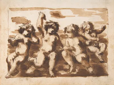 Four Putti on Clouds by Leonardo Scaglia — digital art print download