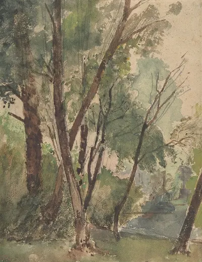 Trees Beside a Pond by Louis-Antoine-Léon Riesener, 1853–1878 — digital art print download